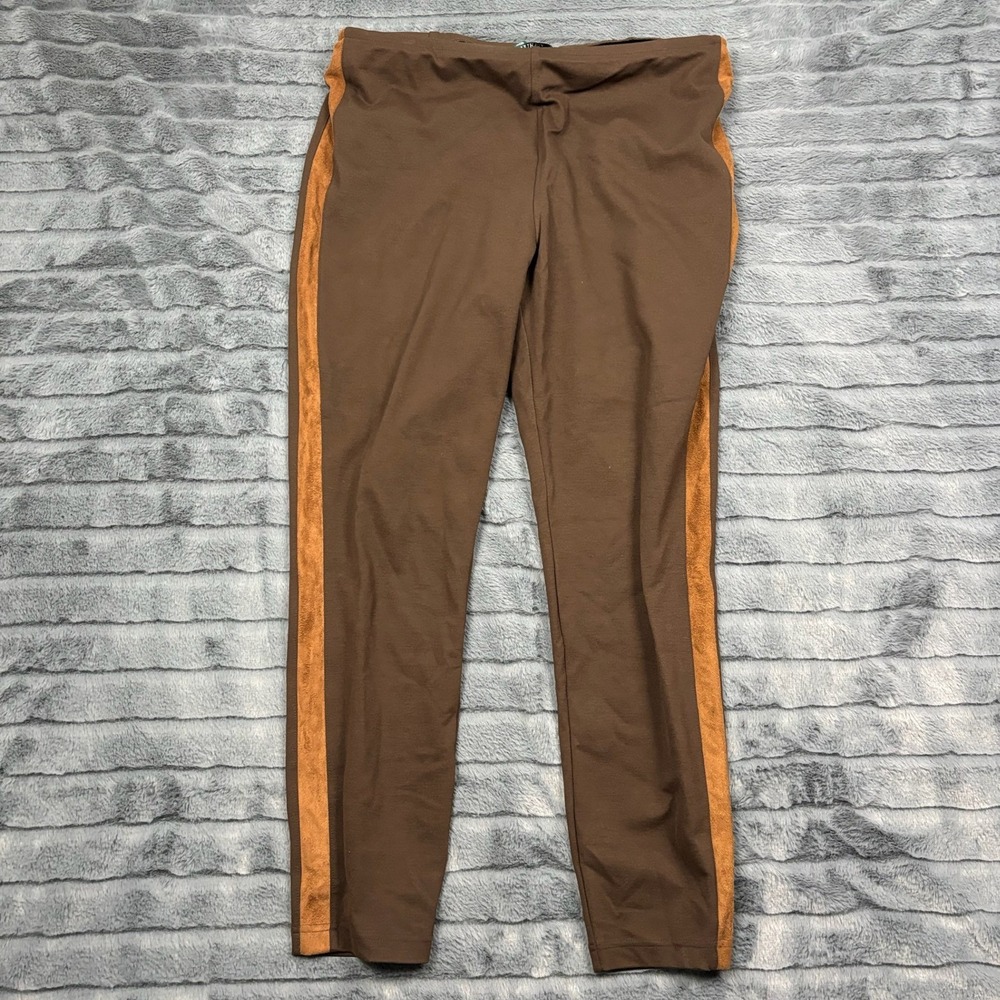 Lauren Ralph Lauren Womens Brown Faux Suede Stripe Leggings Pants Large